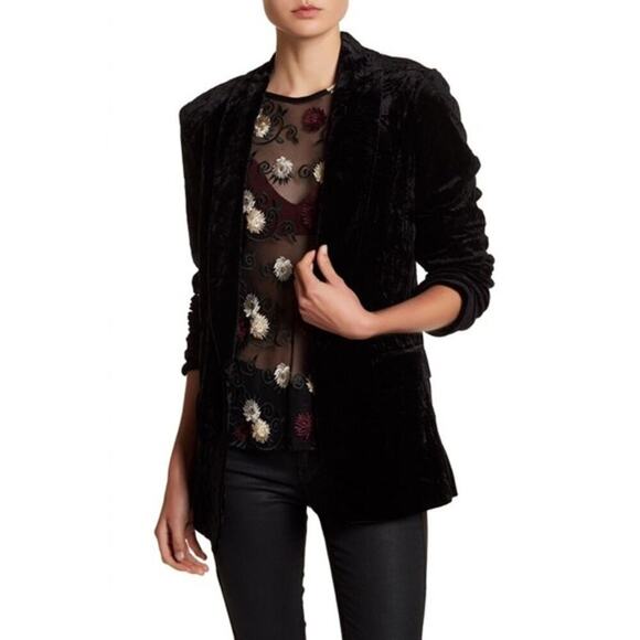 Ro & De Embroidered Sheer Top Black Size S - Picture 1 of 6